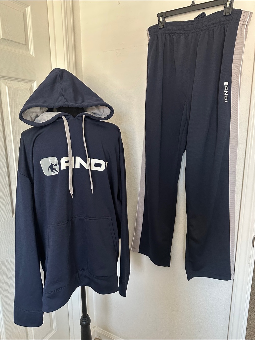 And1 Navy and Light Gray Hoodie & Track Pants Set
